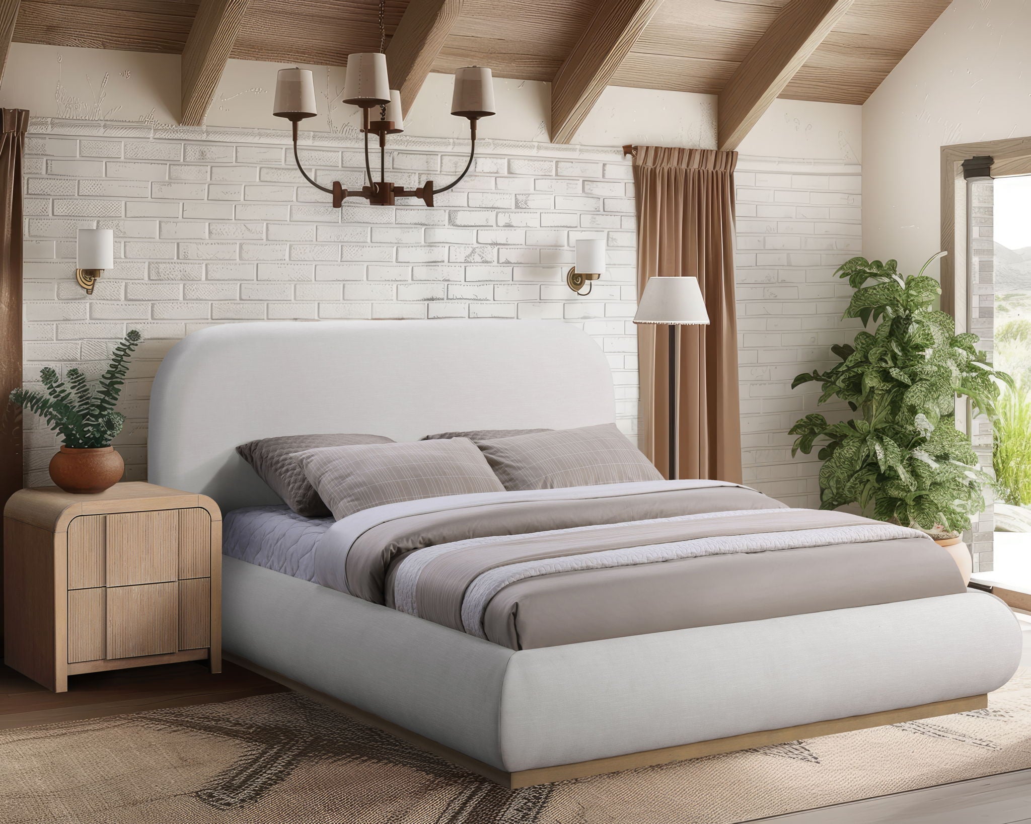 Vaughn - Chenille Bed With Natural Base - Urban Living Furniture (Los Angeles, CA)