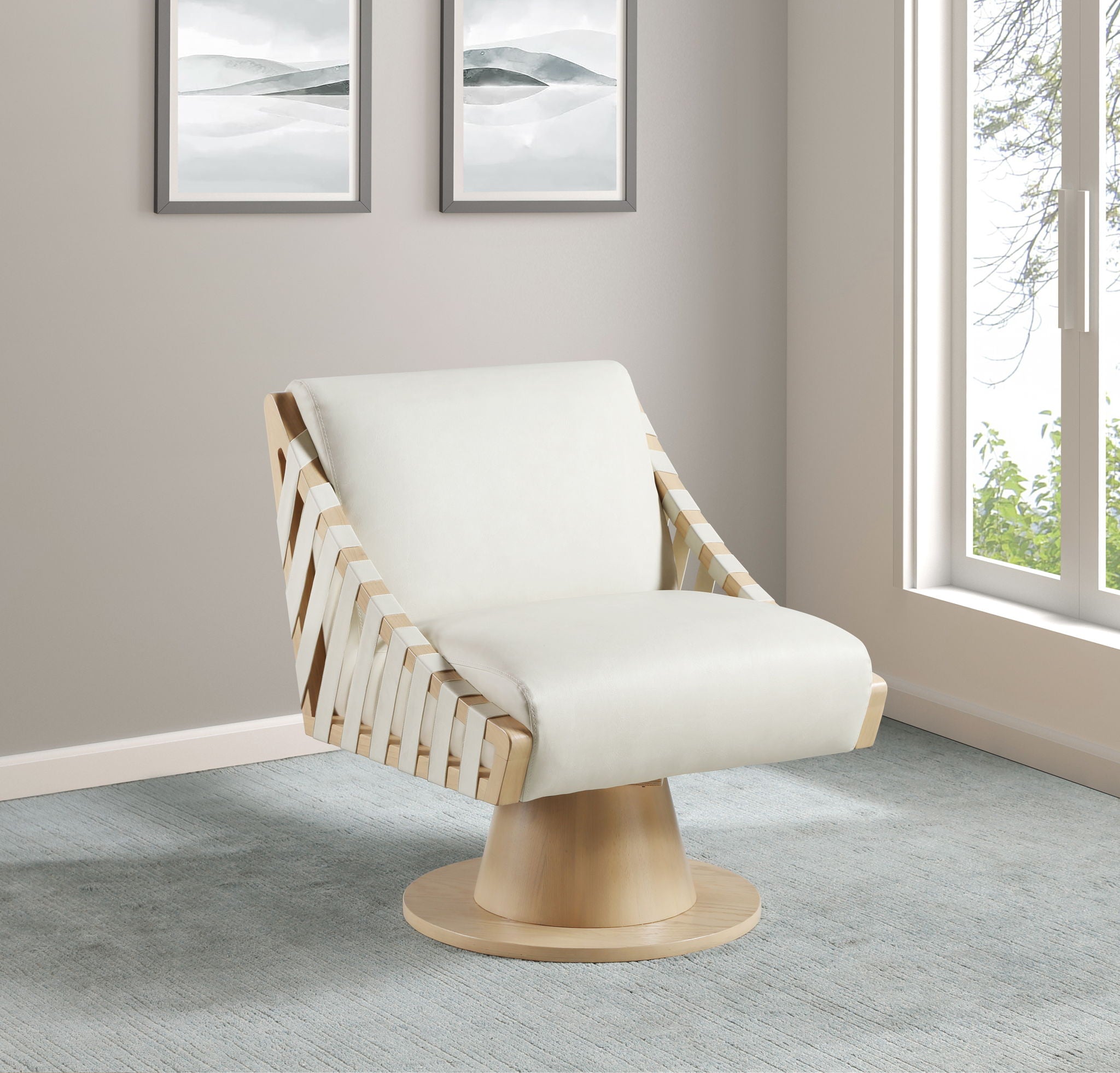 Millwin - Swivel Accent Chair With Natural Base - Urban Living Furniture (Los Angeles, CA)