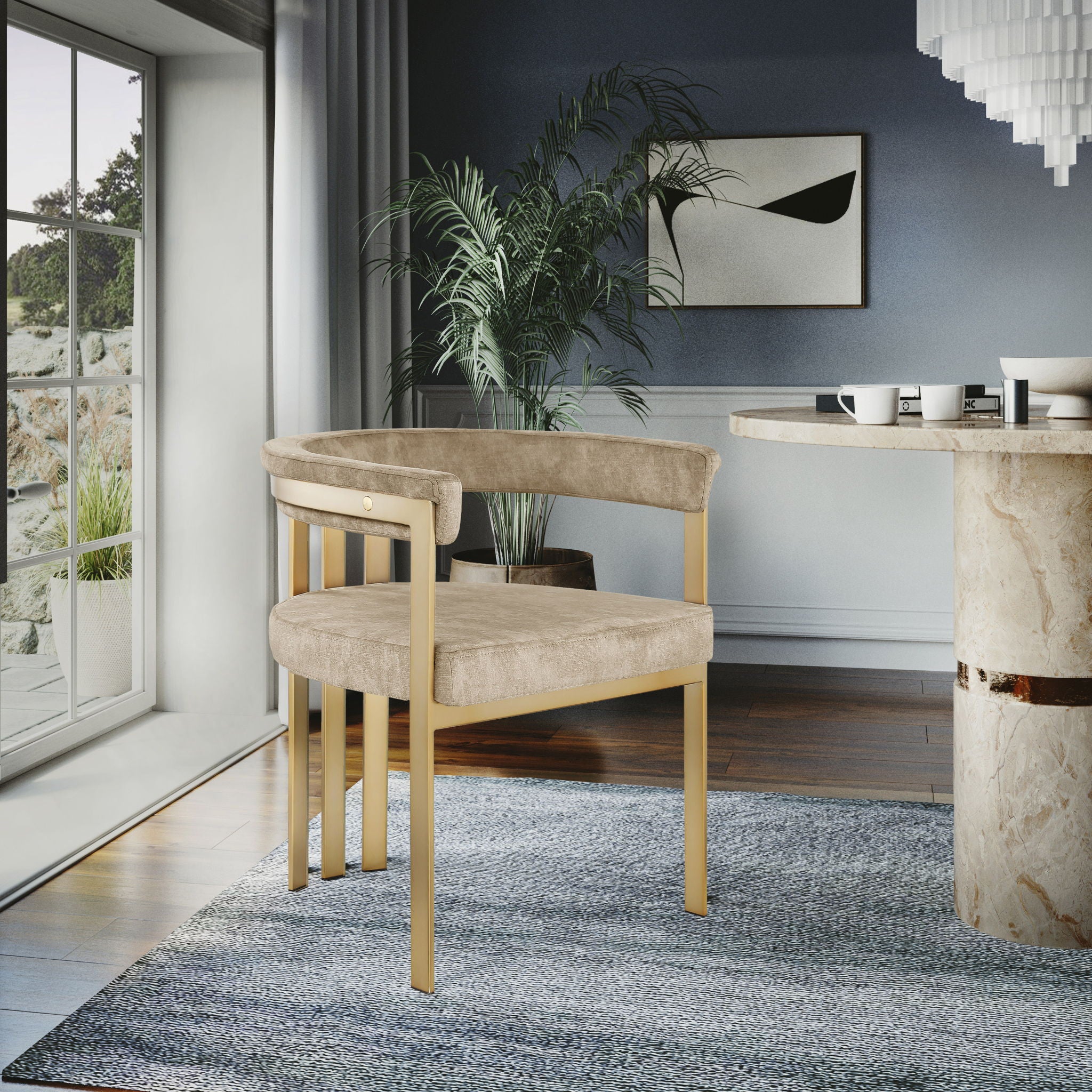 Marcello - Dining Chair With Brushed Gold Iron Frame (Set of 2) - Beige - Urban Living Furniture (Los Angeles, CA)