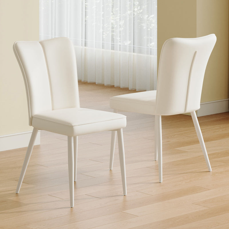 Style Minimalist Dining Chairs With 2 White Sponge Seats And Metal Legs, With 1 Chair Serving Multiple Purposes - Milky White