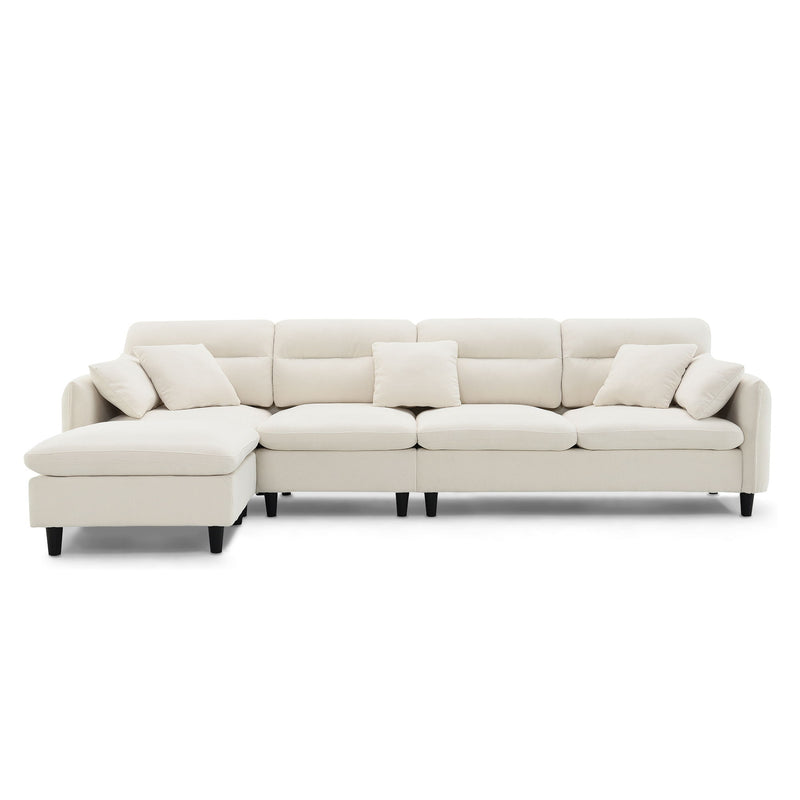 Modern Convertible Sectional Sofa L Shaped Reversible Couch Set With Free Pillows 5 Seat Cloud With Ottoman