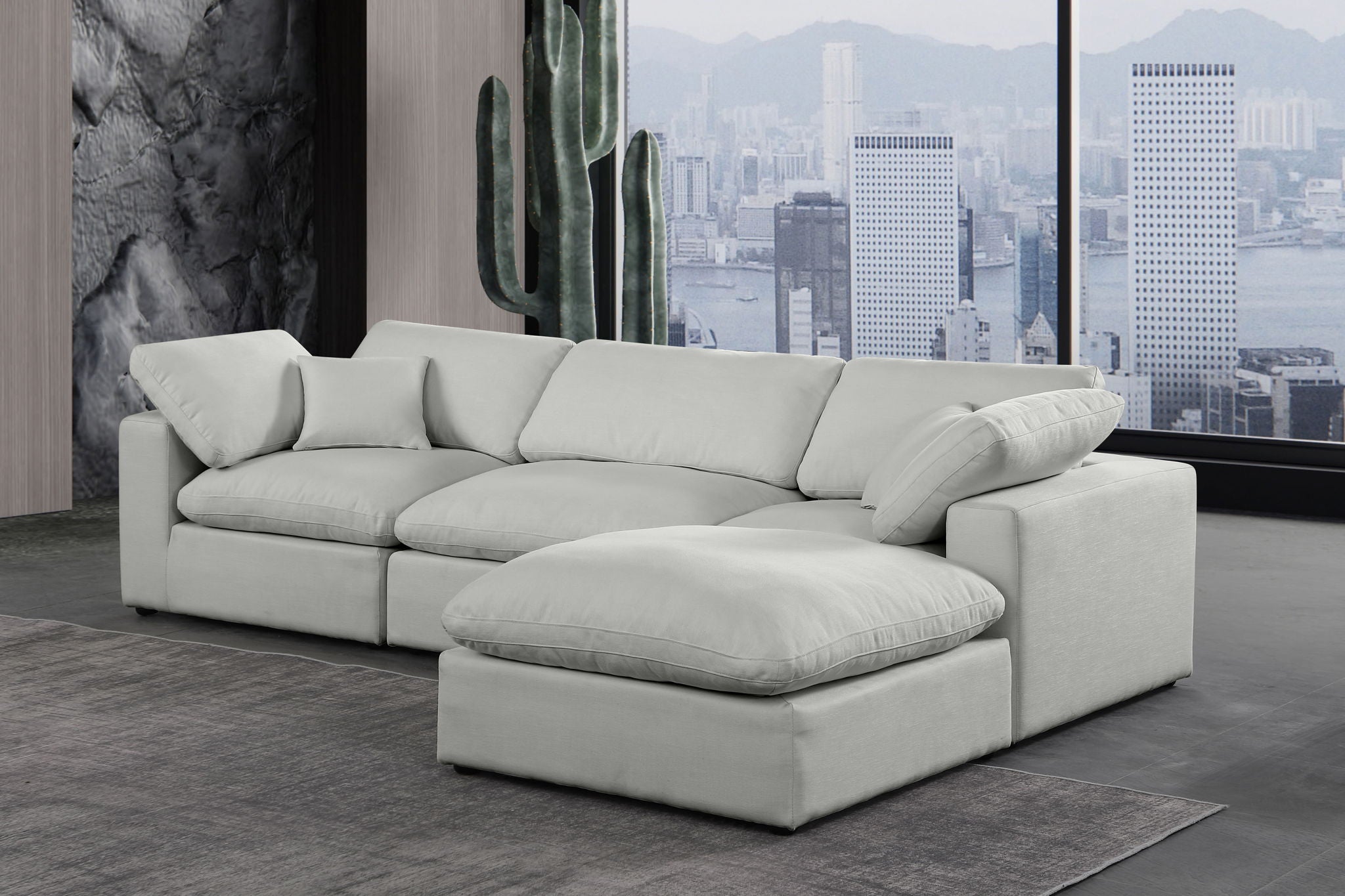 Comfy - 4 Piece Linen Fabric Modular Sectional With Chaise - Urban Living Furniture (Los Angeles, CA)