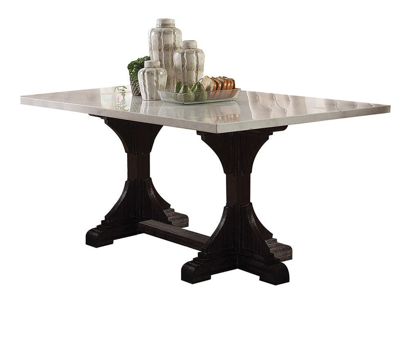 Gerardo - Dining Table - White Marble & Weathered Espresso - 30" - Urban Living Furniture (Los Angeles, CA)