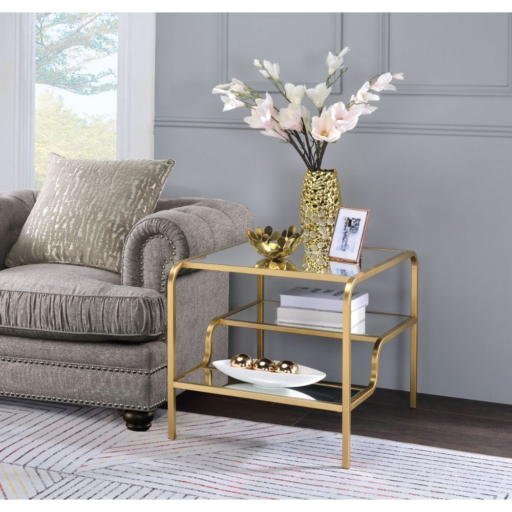 Astrid - End Table - Gold & Mirror - Urban Living Furniture (Los Angeles, CA)