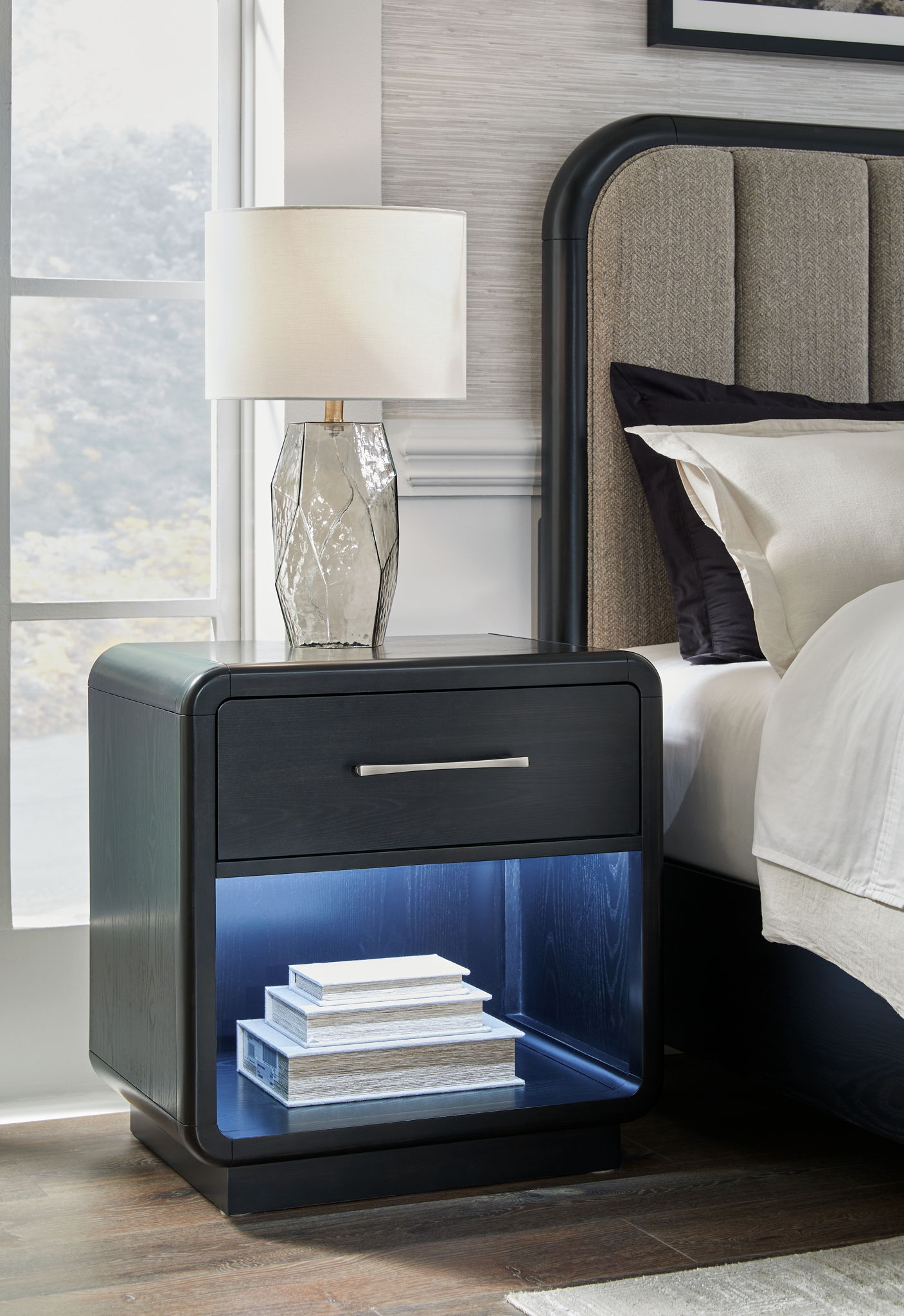 Rowanbeck - Black - One Drawer Night Stand - Urban Living Furniture (Los Angeles, CA)