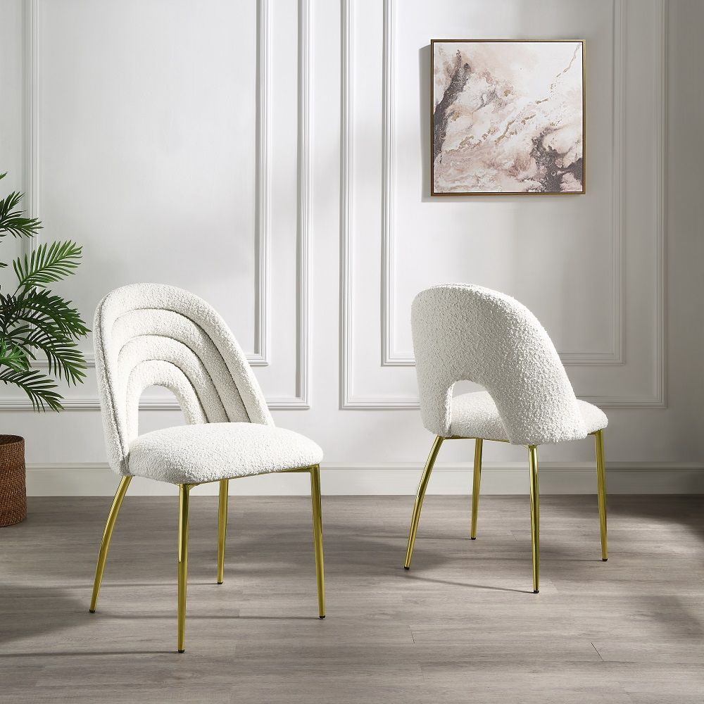 Fadri - Side Chair (Set of 2) - Teddy Sherpa & Mirrored Gold - Urban Living Furniture (Los Angeles, CA)