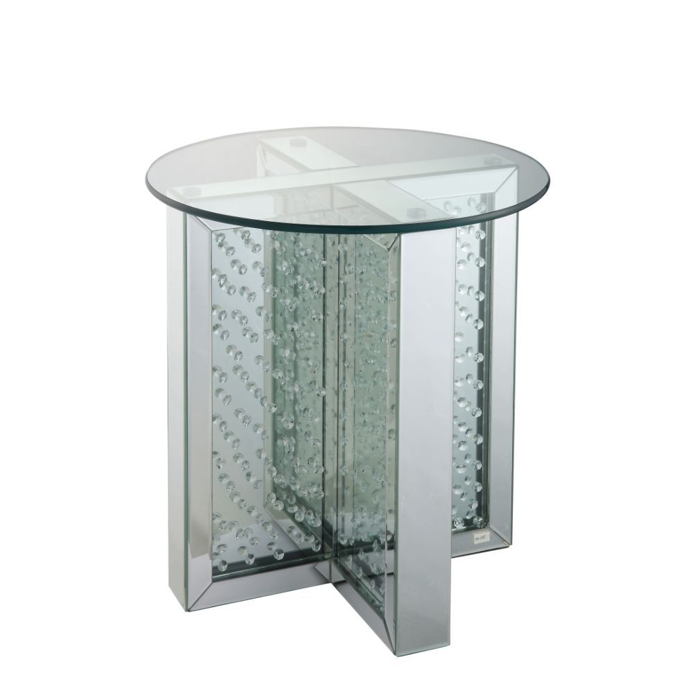 Nysa - End Table - Mirrored & Faux Crystals - 23" - Urban Living Furniture (Los Angeles, CA)