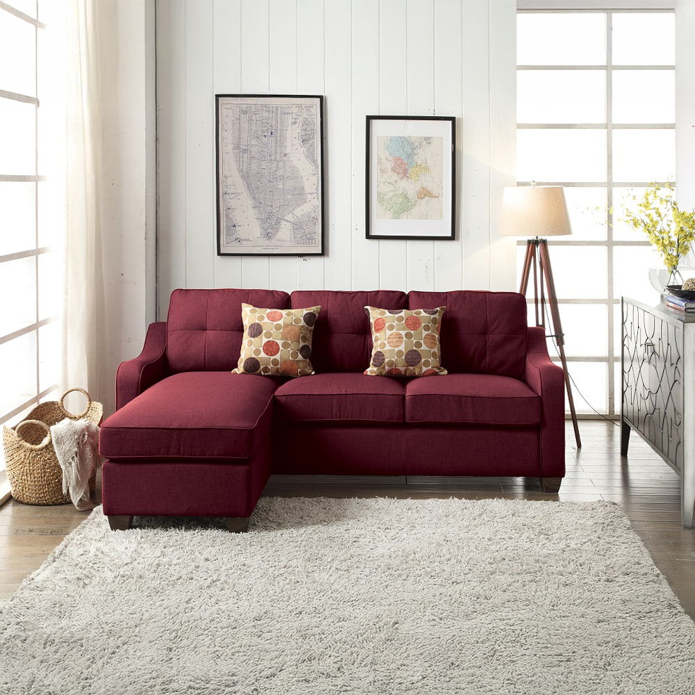 Cleavon II - Reversible Sectional Sofa & Ottoman With 2 Pillows - Red Linen - Urban Living Furniture (Los Angeles, CA)