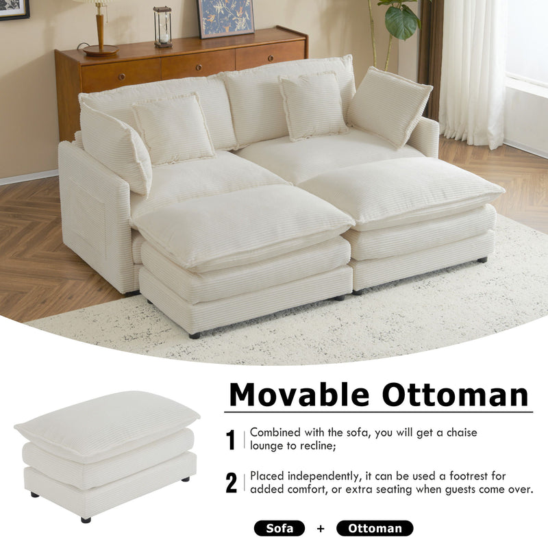 Modern Modular Sectional Sofa With Side Storage Pockets For Living Room