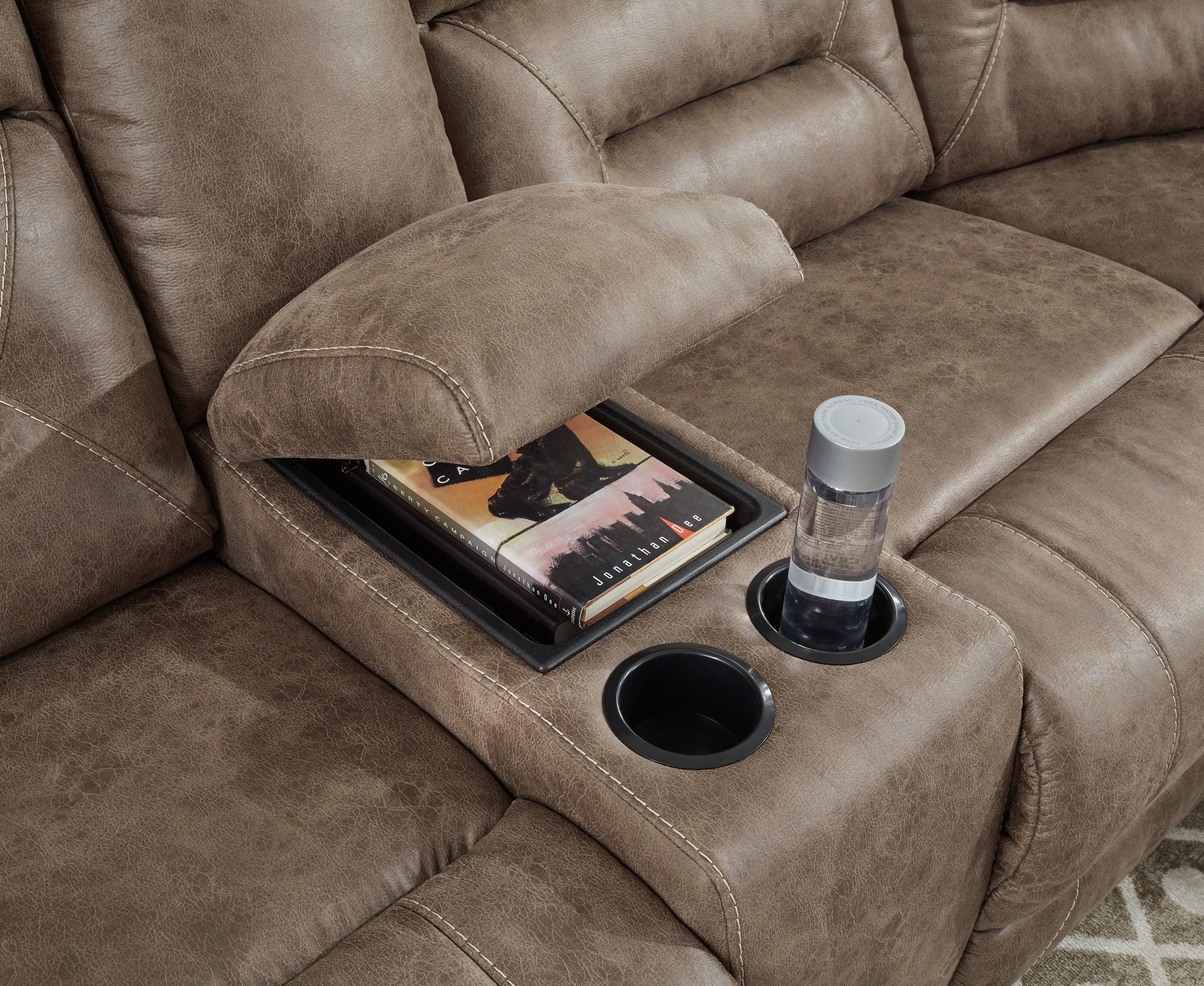 Ravenel - 3-Piece Power Reclining Sectional With Raf Power Reclining Loveseat With Console - Faux Leather - Fossil - Urban Living Furniture (Los Angeles, CA)
