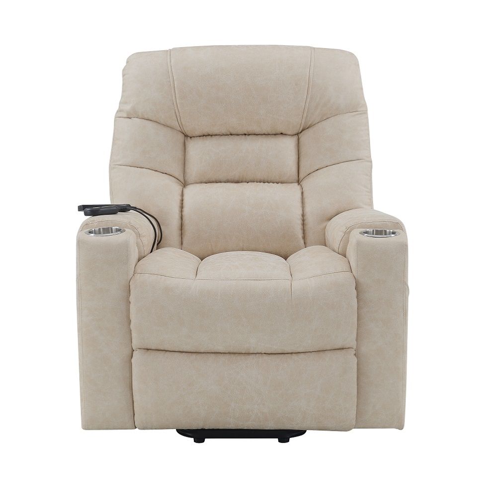 Nairi - Power Recliner With Lift, Heating & Massage - Ivory Polished Microfiber - Urban Living Furniture (Los Angeles, CA)