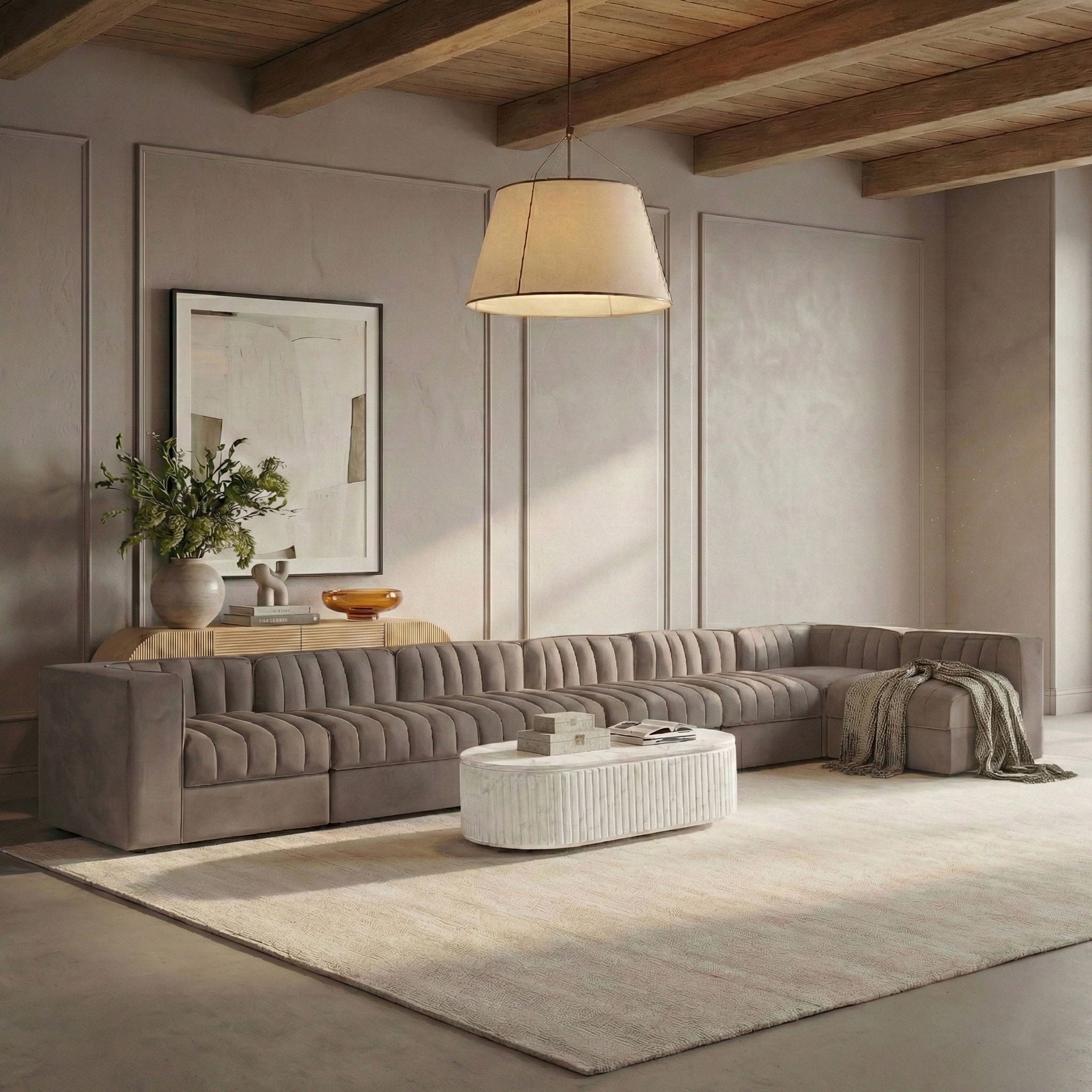 Rummi - Velvet Performance Fabric Upholstered 7 Piece Modular Sectional, L-Shaped (Right) - Urban Living Furniture (Los Angeles, CA)