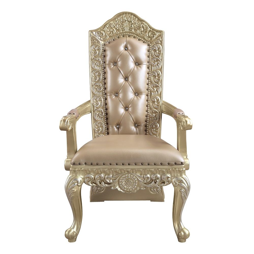 Vatican - Arm Chair (Set of 2) - Synthetic Leather & Champagne Silver - Urban Living Furniture (Los Angeles, CA)