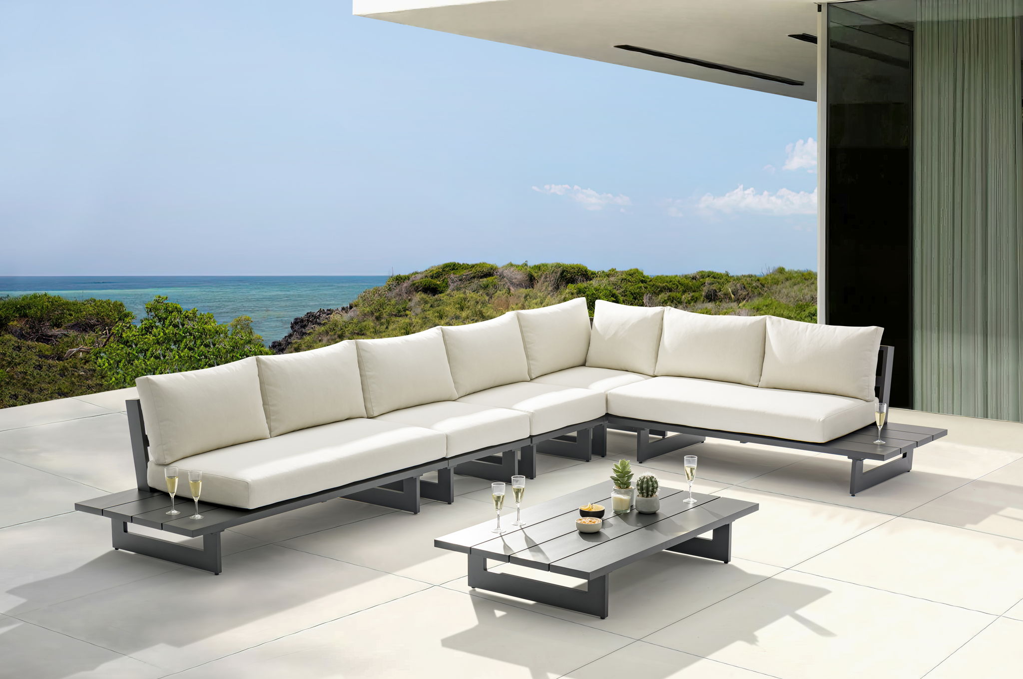 Maldives - 5 Piece Water Resistant Outdoor Patio Modular Sectional With Gray Base - Urban Living Furniture (Los Angeles, CA)