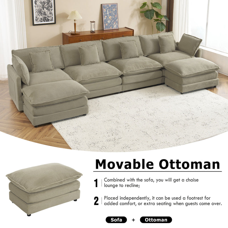 Modern Modular Sectional Sofa With Side Storage Pockets For Living Room
