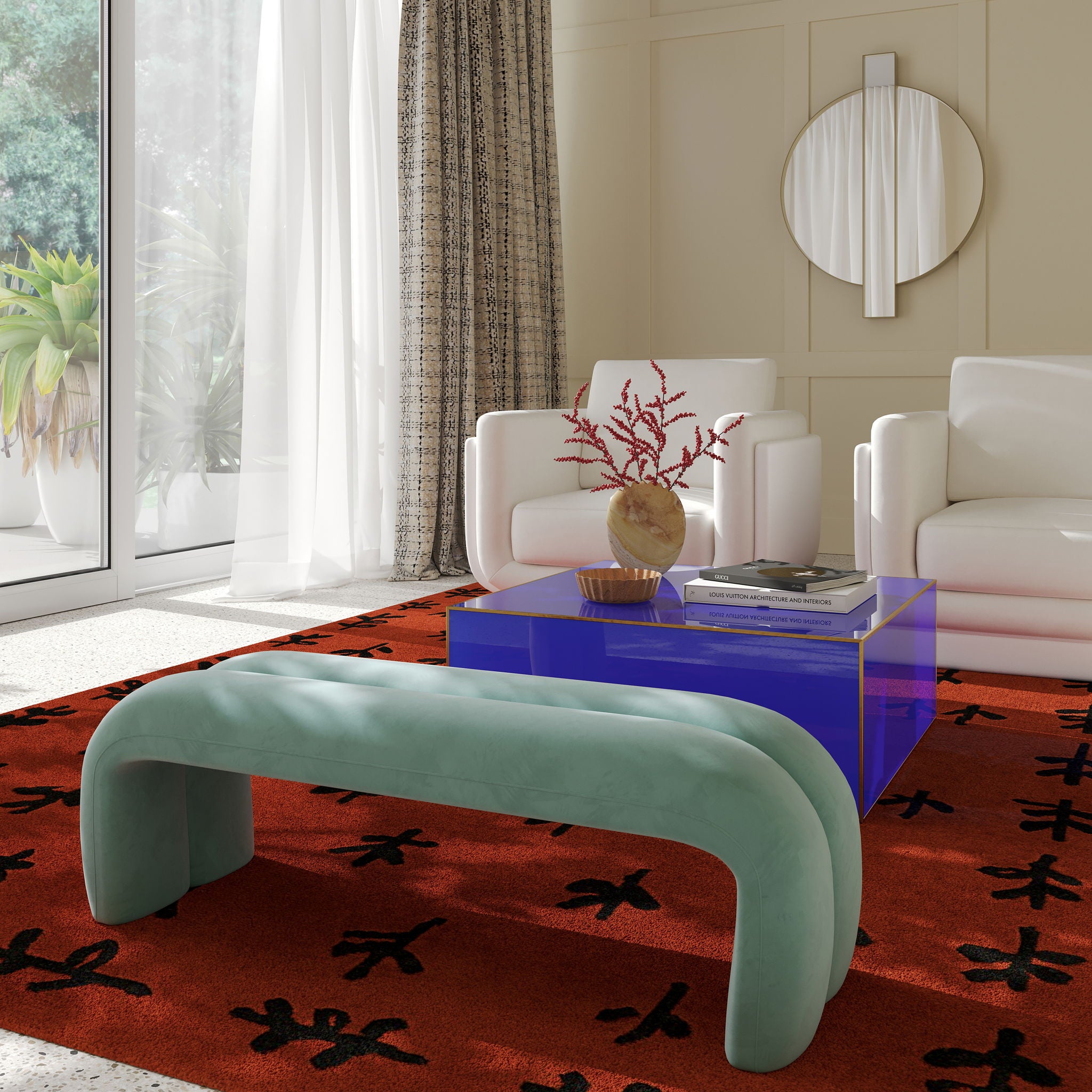 Leigh - Velvet Channeled Bench - Urban Living Furniture (Los Angeles, CA)