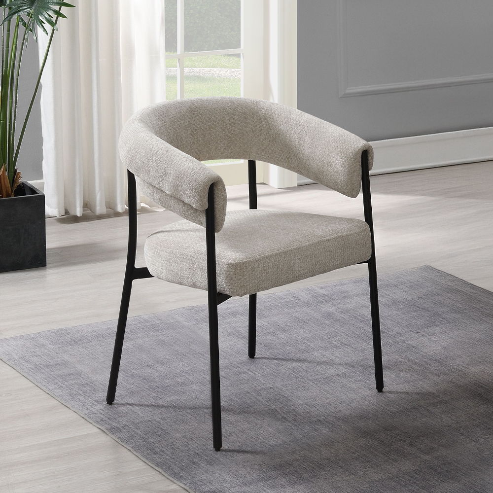 Jirina - Chenille Arm Chair (Set of 2) - Beige & Black - Urban Living Furniture (Los Angeles, CA)
