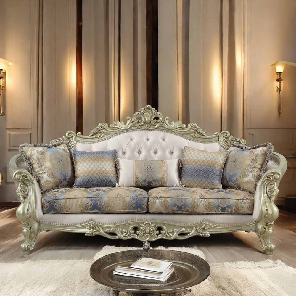 Gorsedd - Sofa With 5 Pillows - Fabric & Golden Ivory - Urban Living Furniture (Los Angeles, CA)