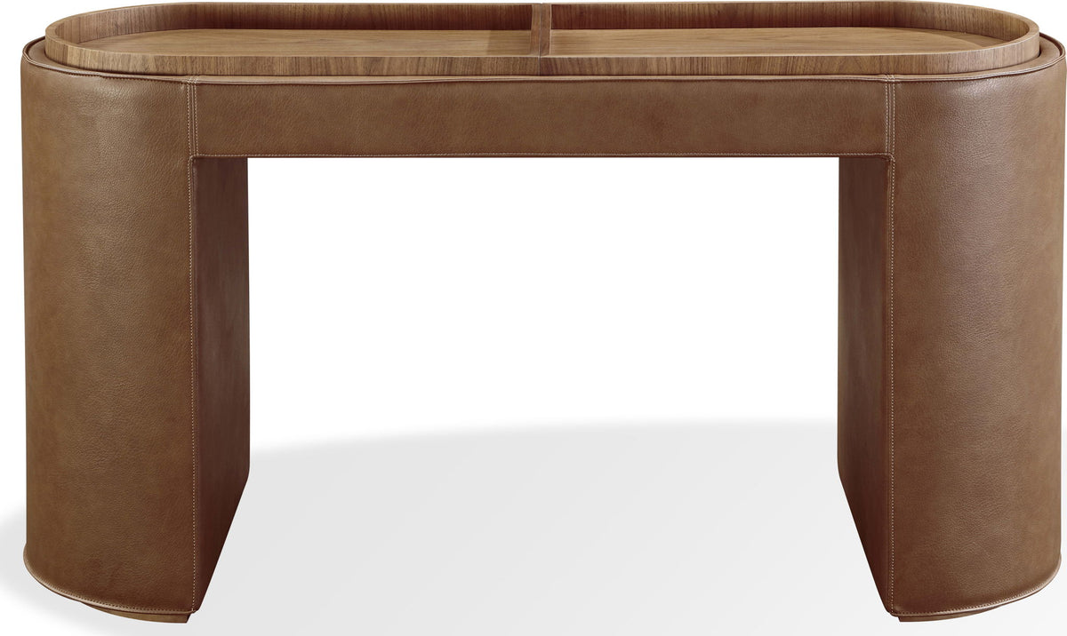 Yeal - Leather Upholstered Storage Table With Wooden Top