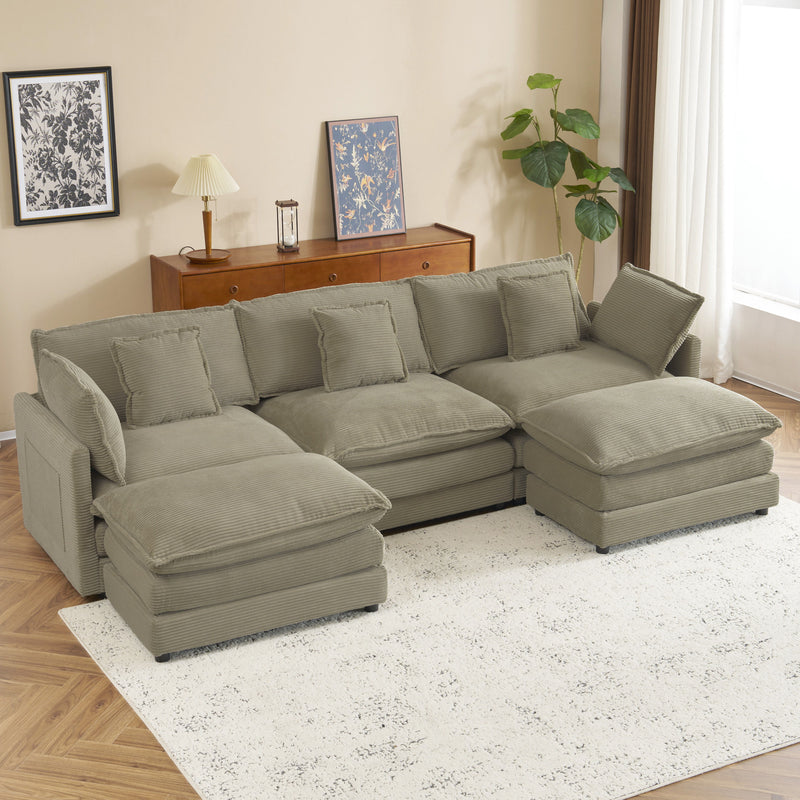 Modern Modular Sectional Sofa With Side Storage Pockets For Living Room