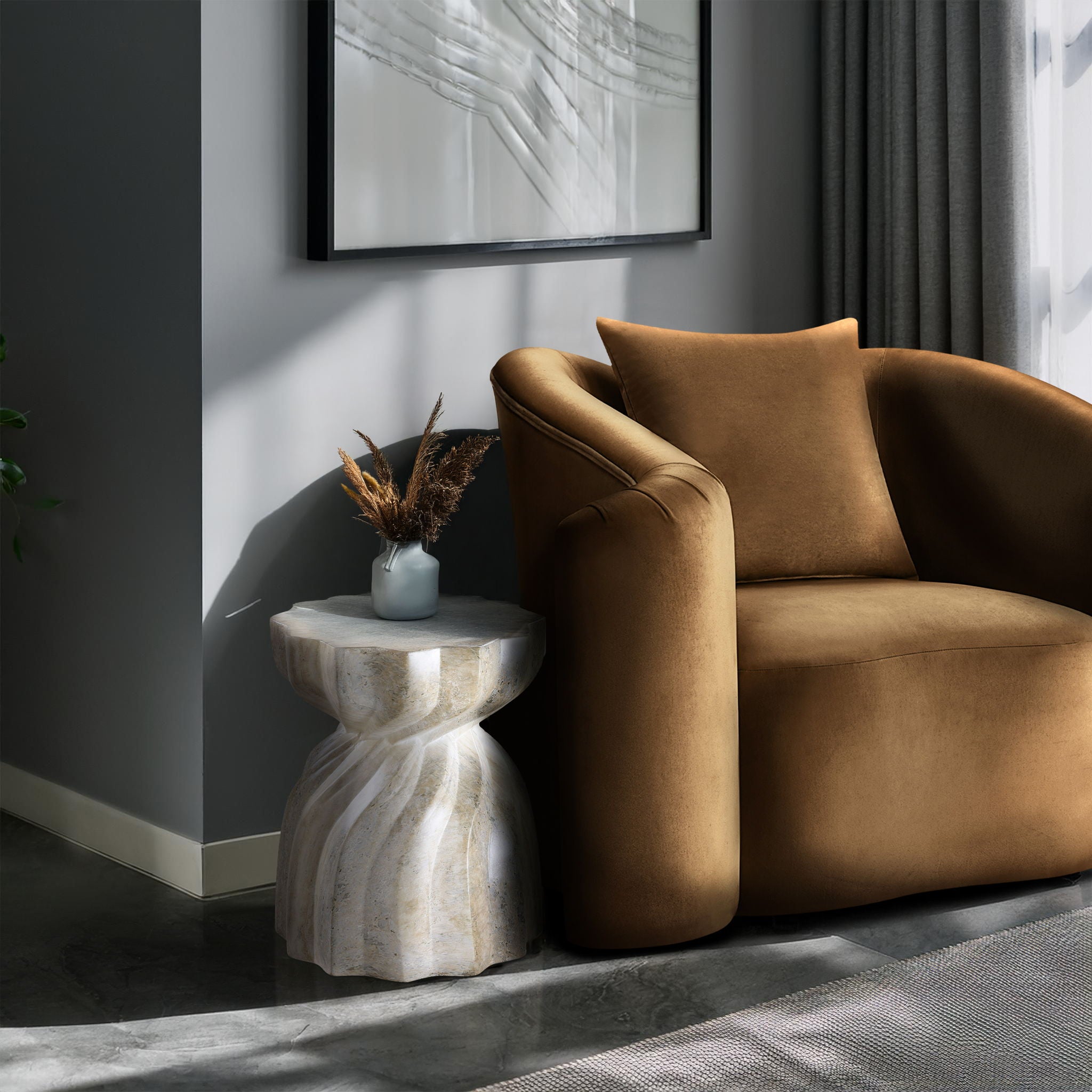 Caserta - Concrete End Table - Travertine - Urban Living Furniture (Los Angeles, CA)