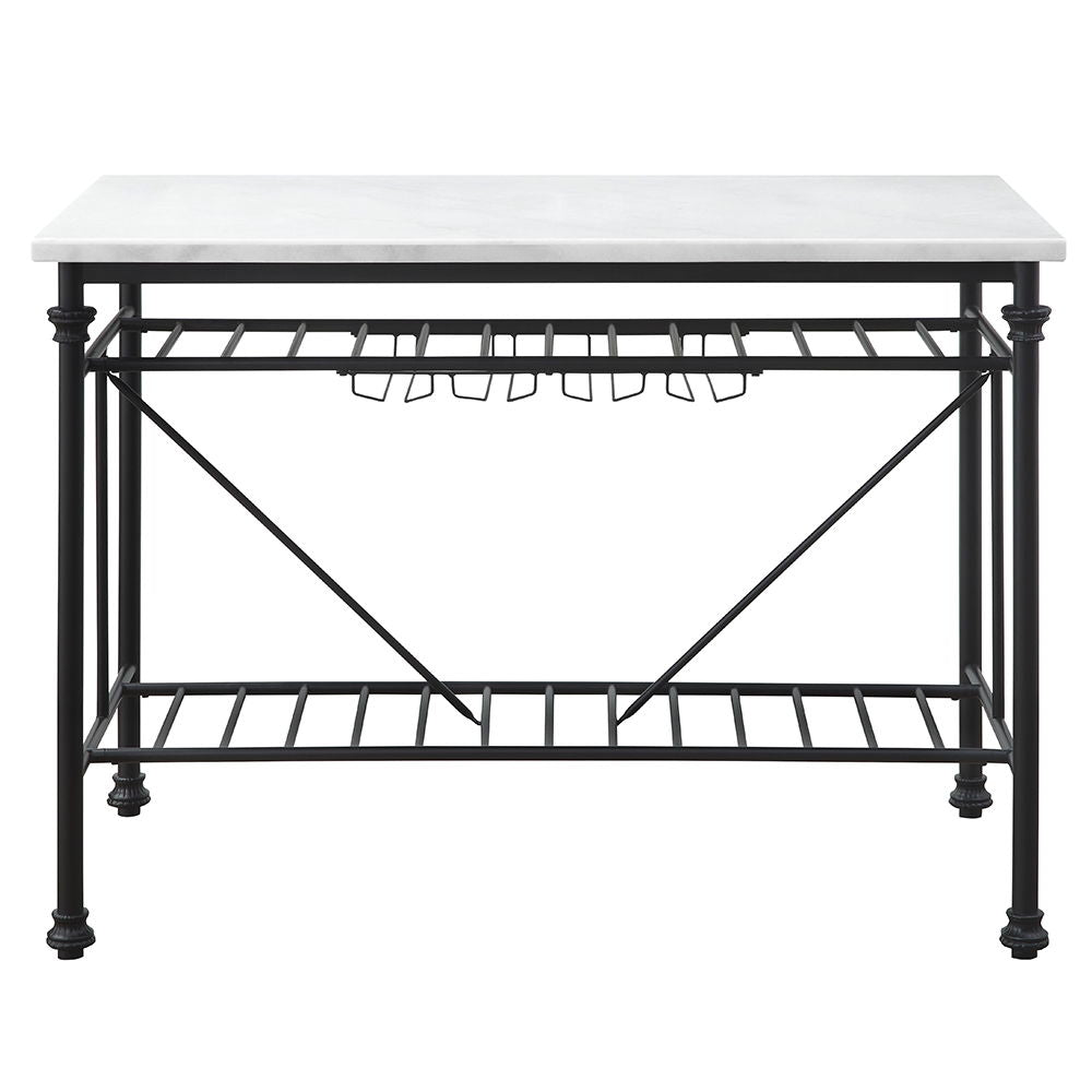 Mera - Kitchen Island - White Marble Top & Gray - Urban Living Furniture (Los Angeles, CA)