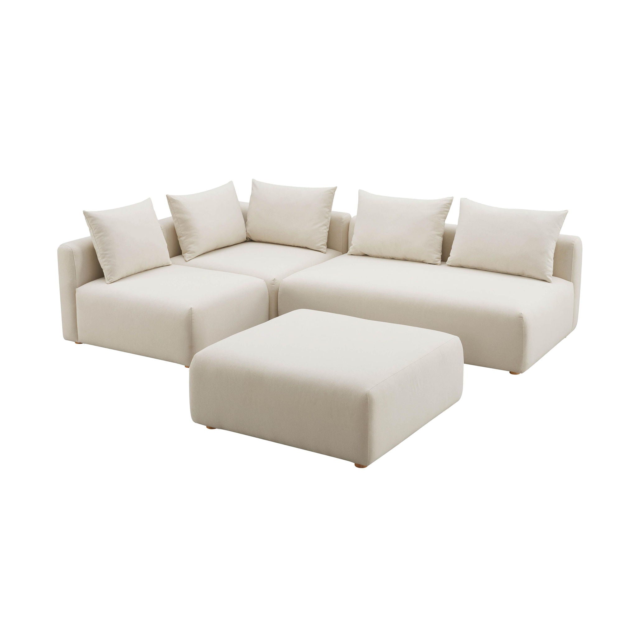Hangover - Linen 4-Piece Modular Chaise Sectional - Cream - Urban Living Furniture (Los Angeles, CA)