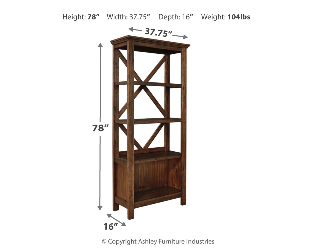 Baldridge - Rustic Brown - Large Bookcase - Urban Living Furniture (Los Angeles, CA)