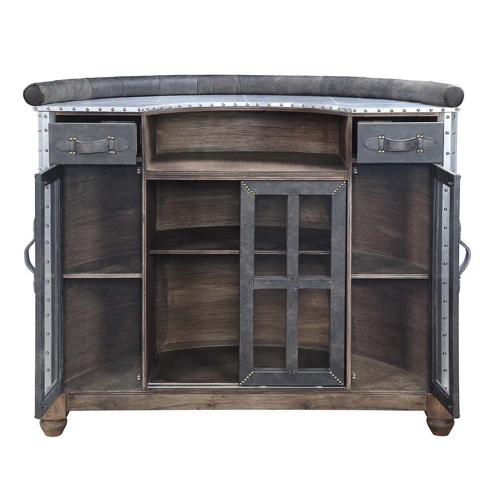 Rahma - Bar Table - Antique Ebony Top Grain Leather & Aluminum - Urban Living Furniture (Los Angeles, CA)