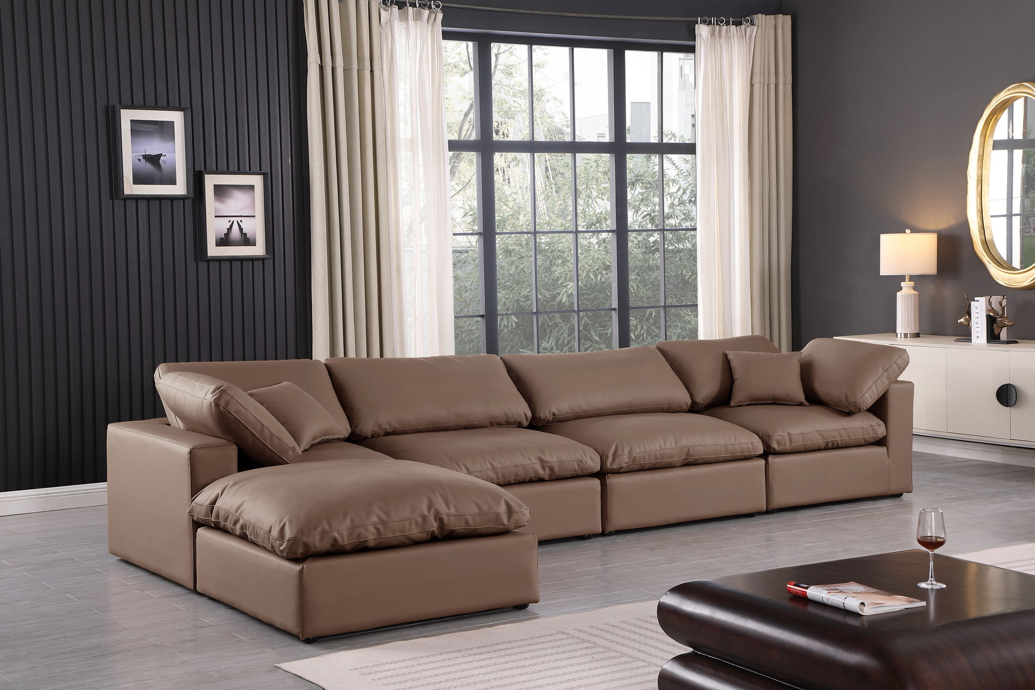 Comfy - 5 Piece Faux Leather Modular Sectional With Chaise - Urban Living Furniture (Los Angeles, CA)