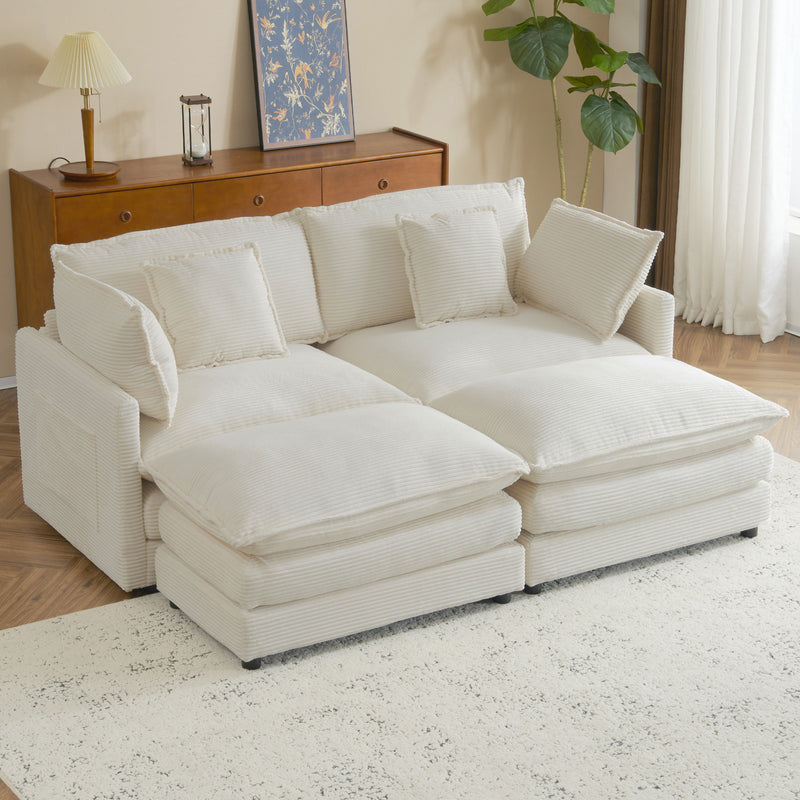 Modern Modular Sectional Sofa With Side Storage Pockets For Living Room
