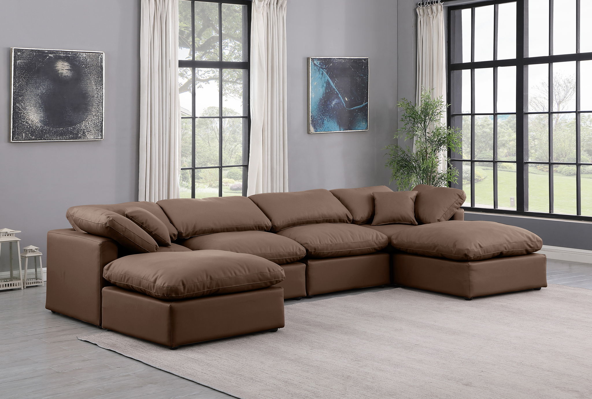 Indulge - Faux Leather 6 Piece Modular Double Chaise Sectional - Urban Living Furniture (Los Angeles, CA)