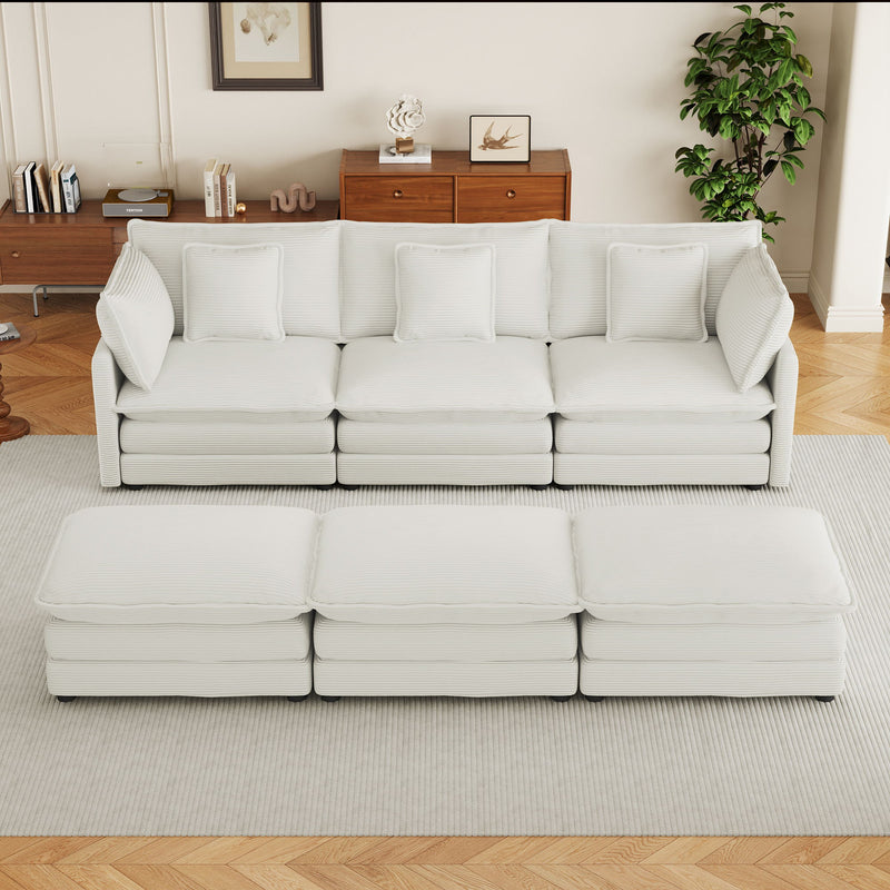 Modern Modular Sectional Sofa With Side Storage Pockets For Living Room