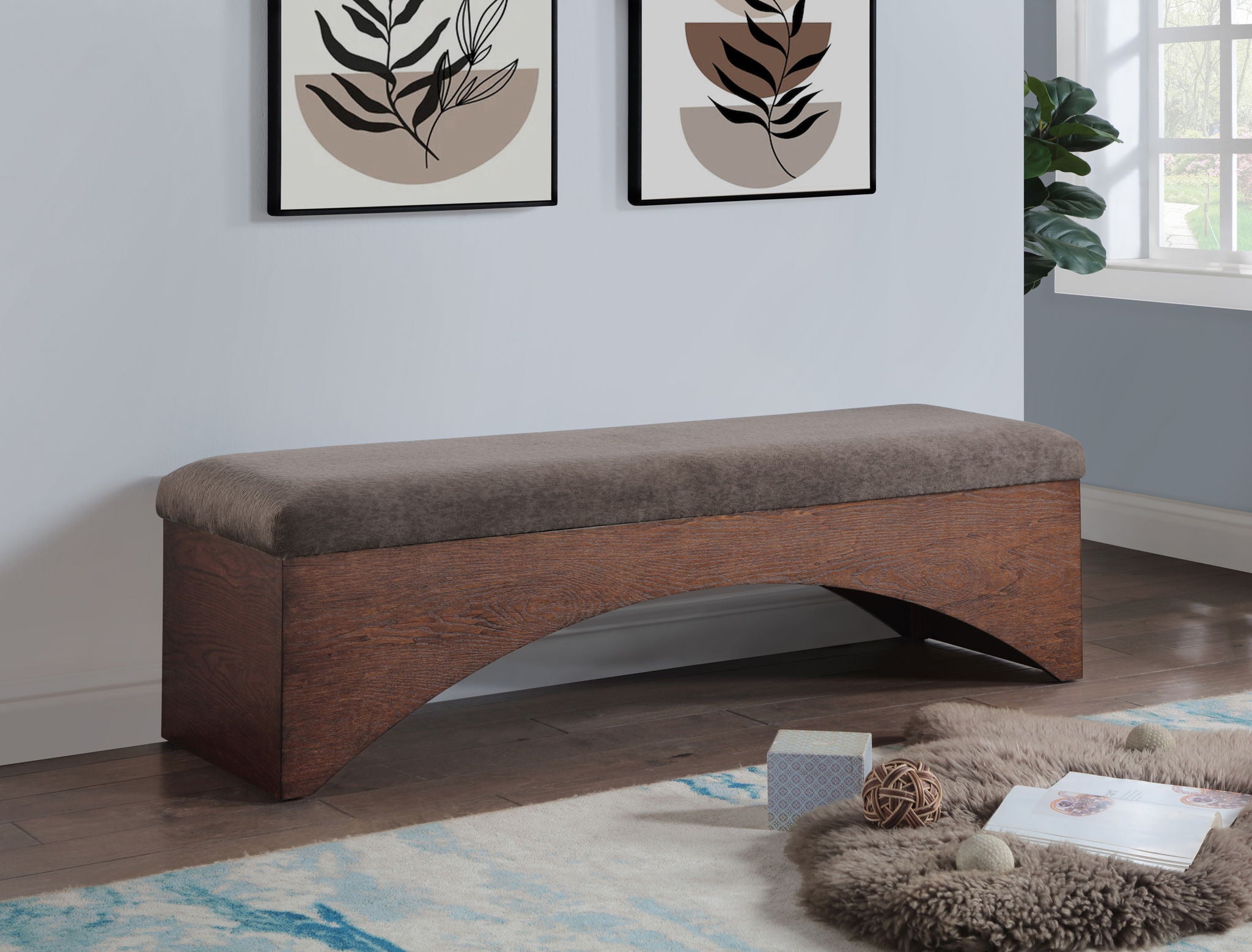 Lawson - Bench With Brown Base - Urban Living Furniture (Los Angeles, CA)