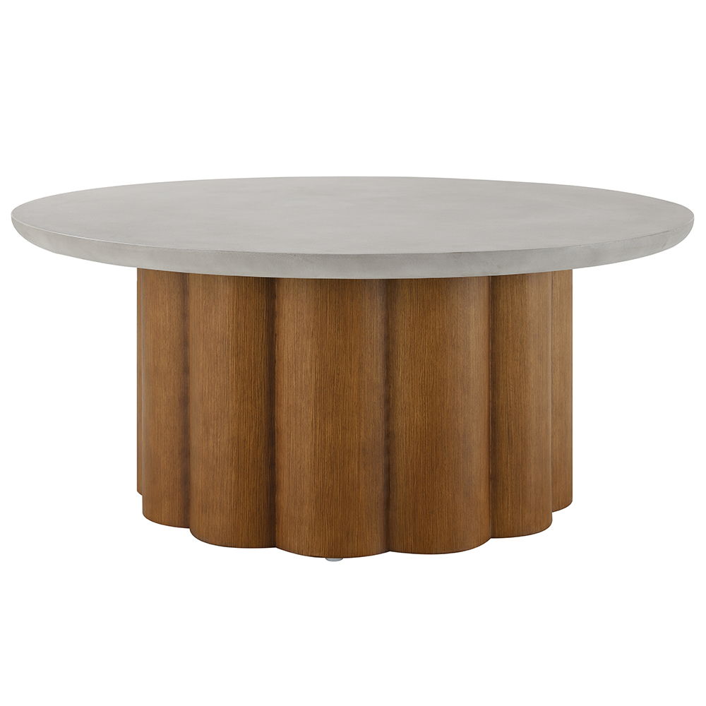 Evelyn - Coffee Table - Faux Concrete Top & Walnut  Finish - Urban Living Furniture (Los Angeles, CA)
