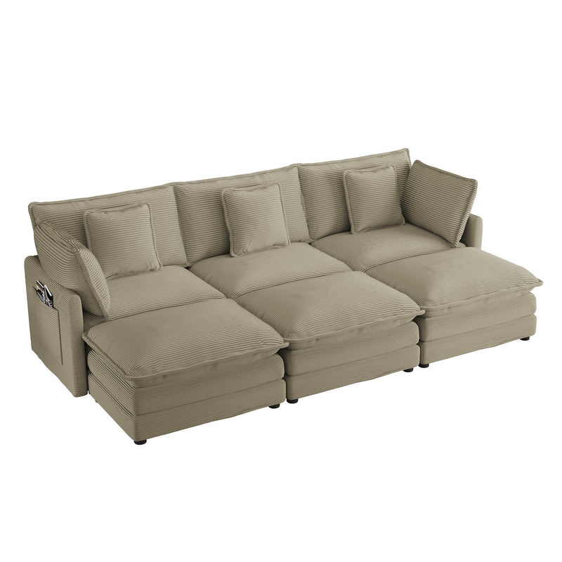 Modern Modular Sectional Sofa With Side Storage Pockets For Living Room