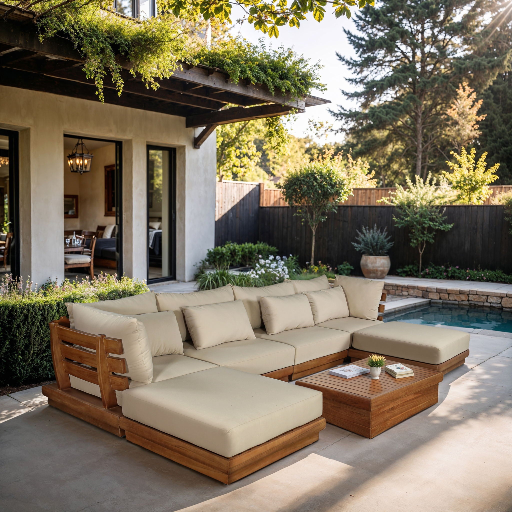 Mirella - 6 Piece Water Resistant Fabric Upholstered Outdoor Patio Modular Sectional - Urban Living Furniture (Los Angeles, CA)
