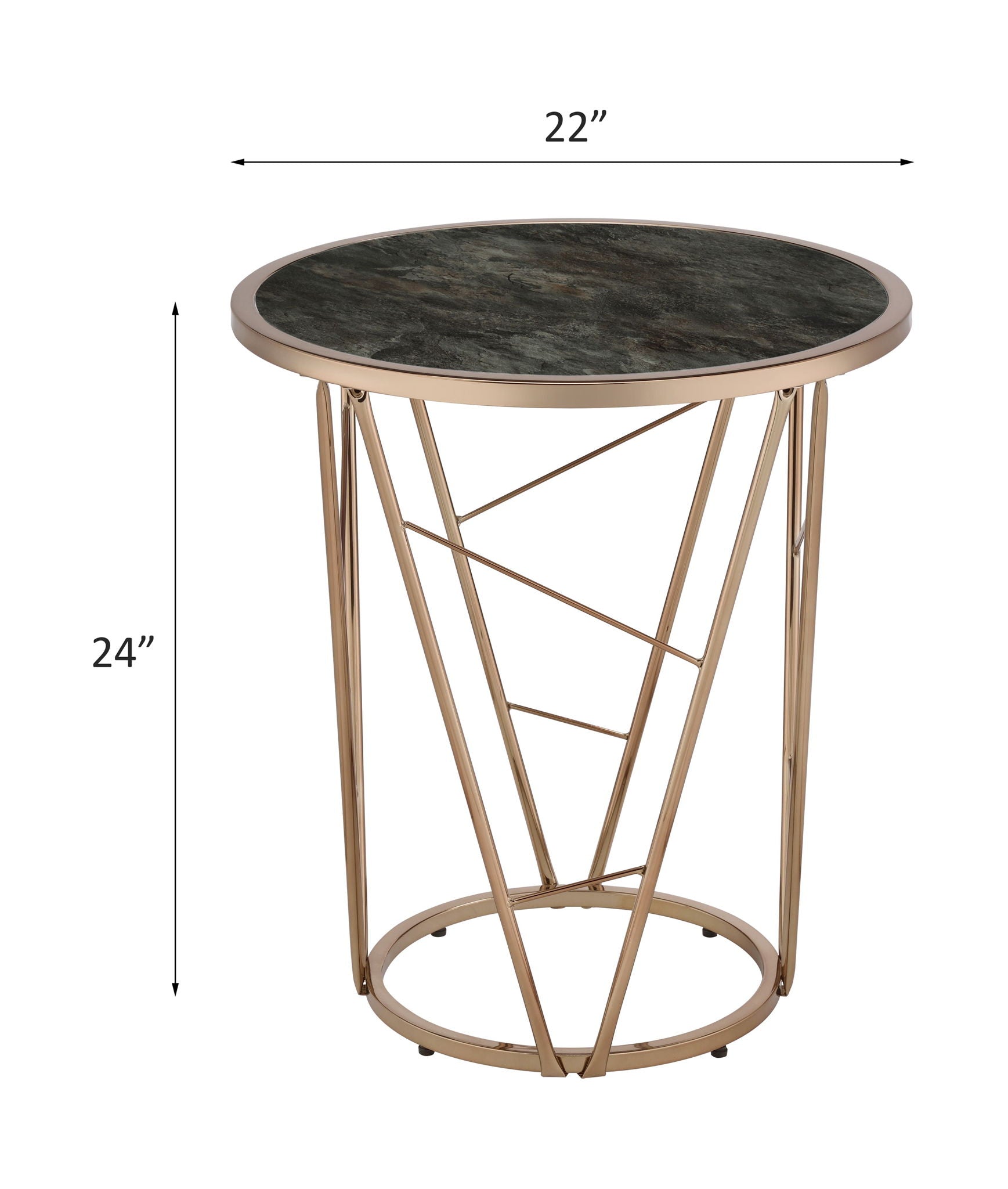 Cicatrix - End Table - Faux Black Marble Glass Top & Champagne - Urban Living Furniture (Los Angeles, CA)