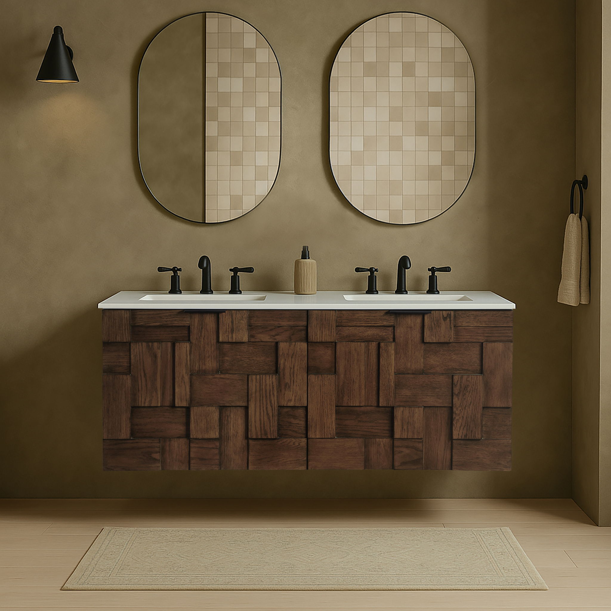 Leonardo - Engineered Stone And Solid Wood 24" Wall Mounted Bathroom Vanity - Urban Living Furniture (Los Angeles, CA)