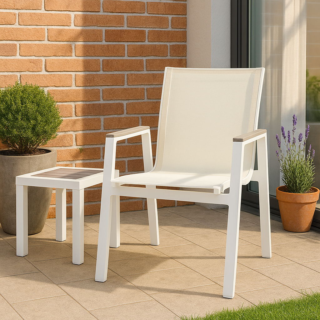 Nizuc - Outdoor Patio Dining Arm Chair With White Frame And Gray Arms (Set of 2) - Urban Living Furniture (Los Angeles, CA)