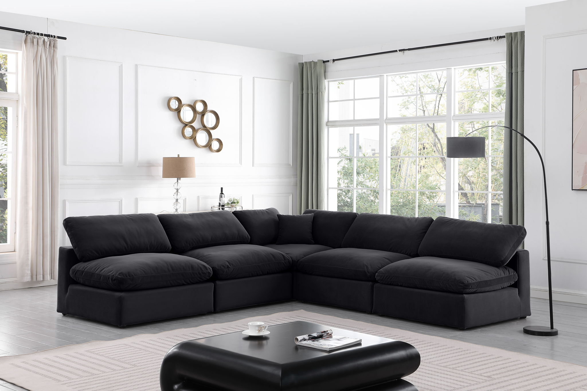 Comfy - 5 Piece Velvet Modular Corner Armless Sectional - Urban Living Furniture (Los Angeles, CA)