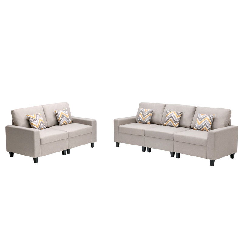 Nolan - Linen Fabric Sofa And Loveseat Living Room With Pillows And Interchangeable Legs - Urban Living Furniture (Los Angeles, CA)