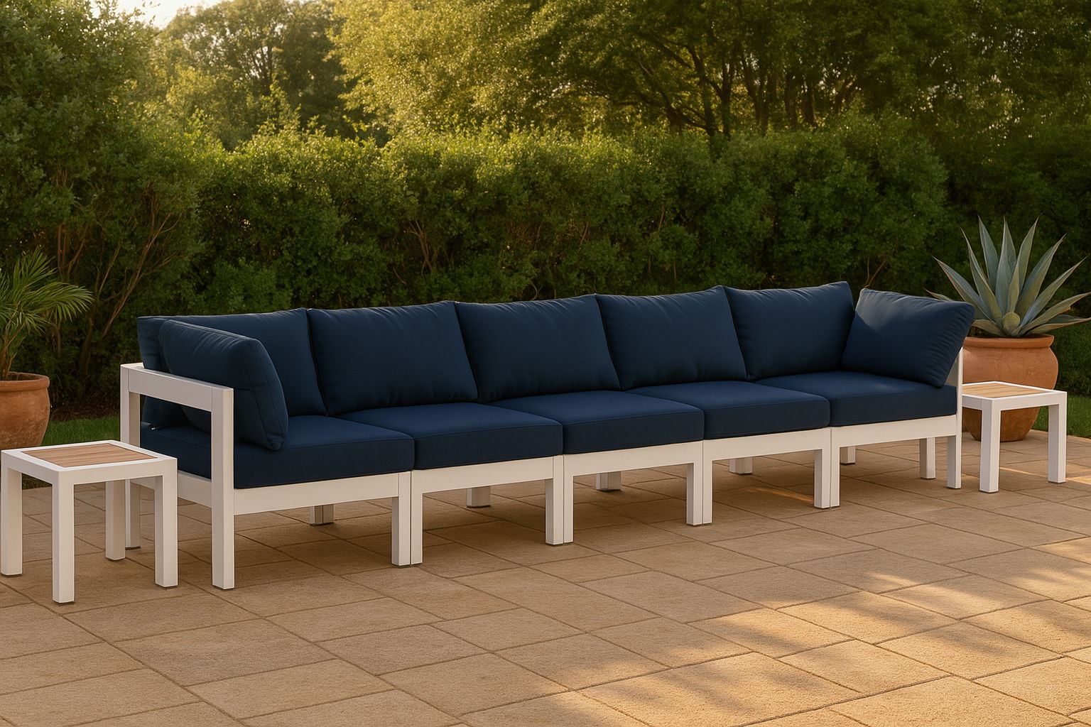 Nizuc - Outdoor Patio 5 Seat Modular Sofa With White Frame - Urban Living Furniture (Los Angeles, CA)