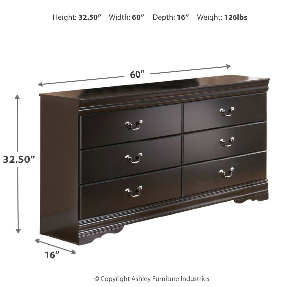 Huey Vineyard - Six Drawer Dresser - Black - Urban Living Furniture (Los Angeles, CA)