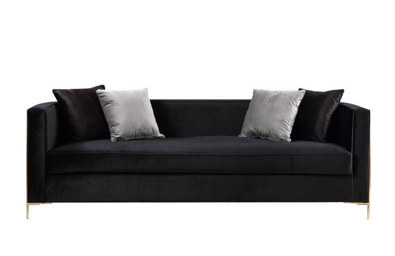 Fergal - Sofa - Black Velvet & Gold Finish - Urban Living Furniture (Los Angeles, CA)