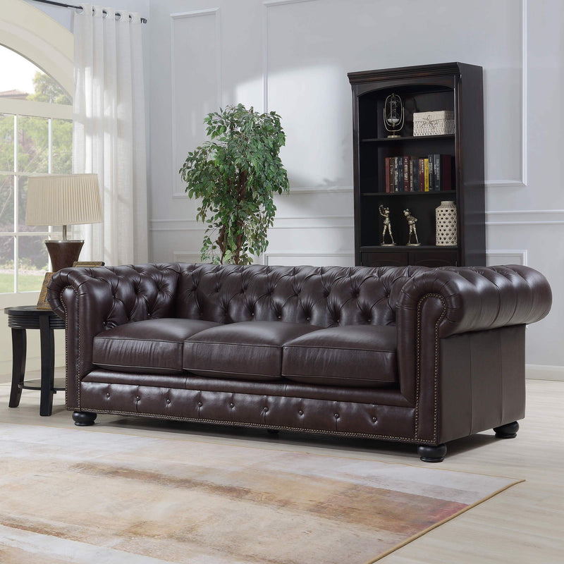 Traditional Tufted Leather Chesterfield Nailhead Sofa - Urban Living Furniture (Los Angeles, CA)