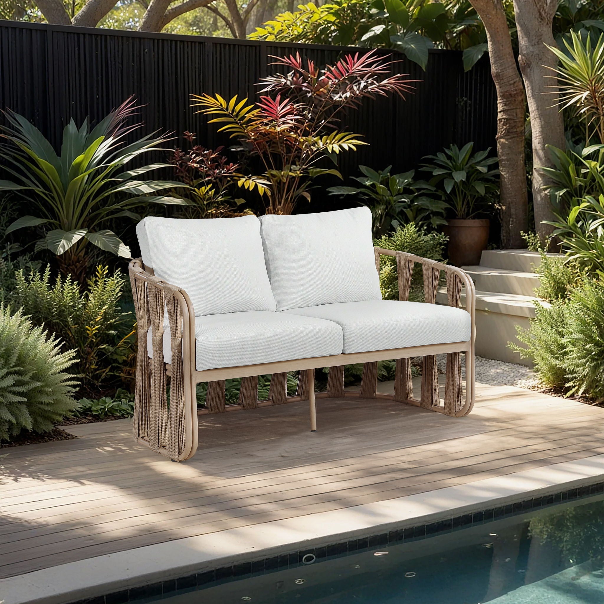 San Pietro - Resilient Waterproof Fabric 60.5" Upholstered Outdoor Patio Loveseat - Urban Living Furniture (Los Angeles, CA)