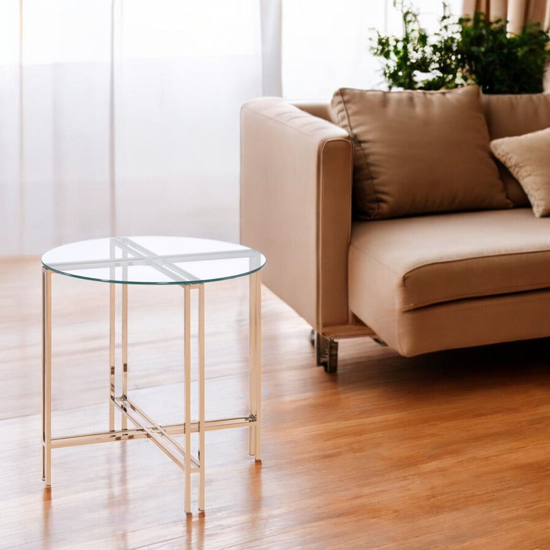 Veises - Clear Glass Top With End Table - Champagne - Urban Living Furniture (Los Angeles, CA)
