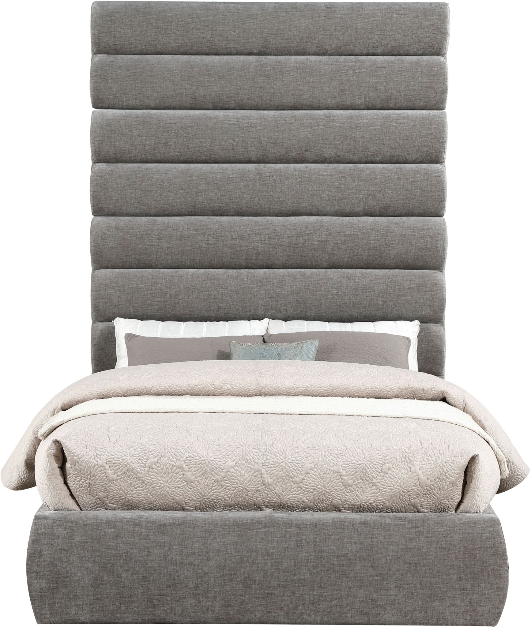 Adam - Chenille Fabric Bed With 89" Headboard