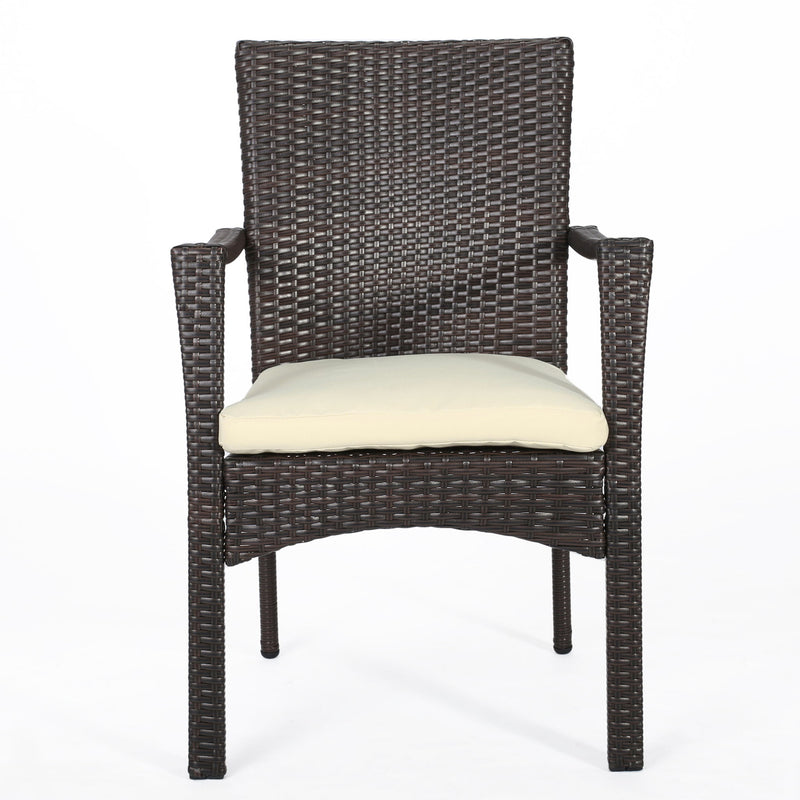 3 Piece Bistro Set With Water Resistant Cushions And 2 Chairs - Brown Multi